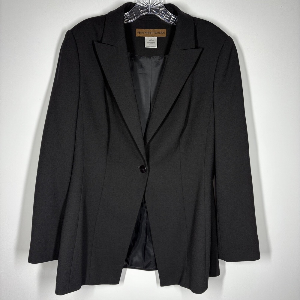 Fenn Wright Manson Women Single Breasted Wool Blazer Jacket Black Career Capsule